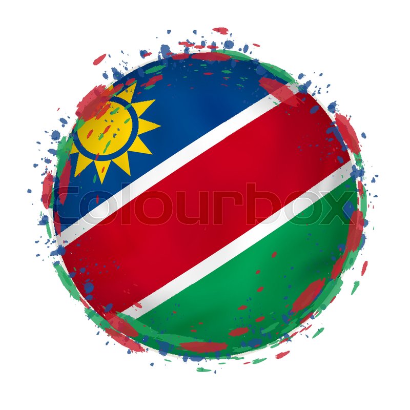 Round Grunge Flag Of Namibia With Stock Vector Colourbox