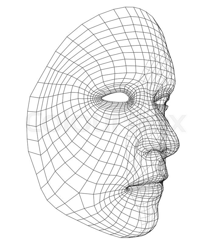 Wire-frame abstract human face. | Stock Vector | Colourbox