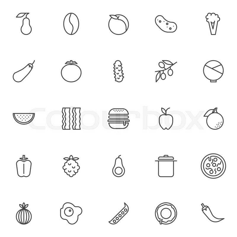 Food Nutrition Outline Icons Set Linear Style Symbols Collection Line Signs Pack Vector Graphics Includes As Pear Fruit Coffee Bean Food Nutrition Outline Icons Set Linear Style Symbols Collection Line Signs Pack Vector Graphics Includes As Pear Fruit Coffee Bean