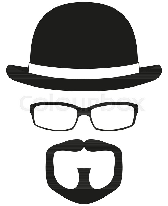 black and white hipster avatar silhouette set bowler hat glasses
