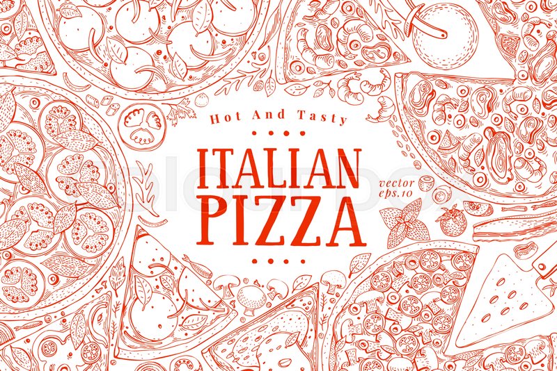 Vector Italian Pizza Top View Frame A Stock Vector Colourbox