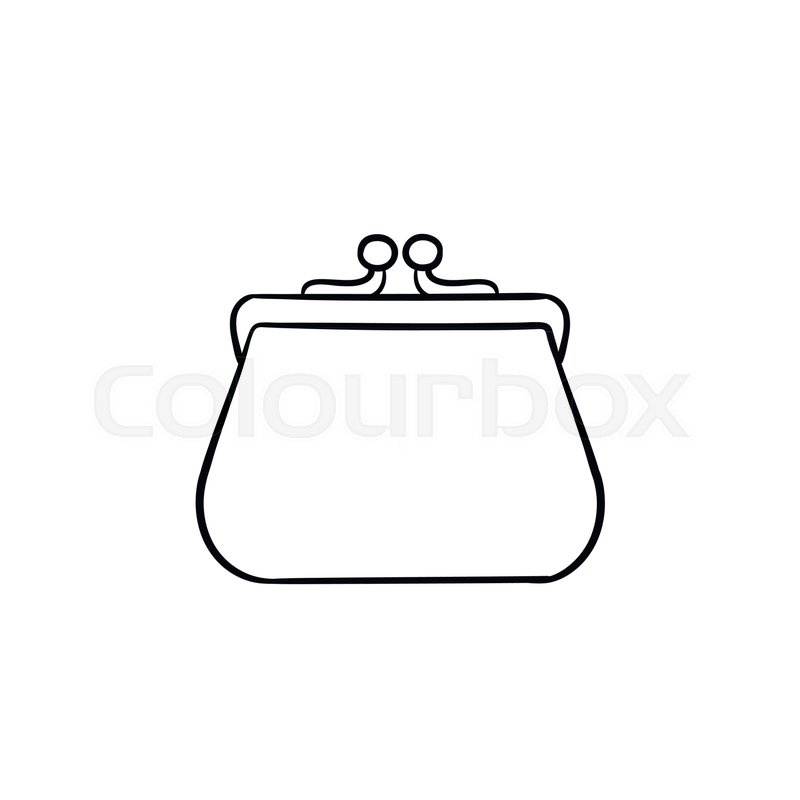 Purse hand drawn outline doodle icon. Stock vector Colourbox