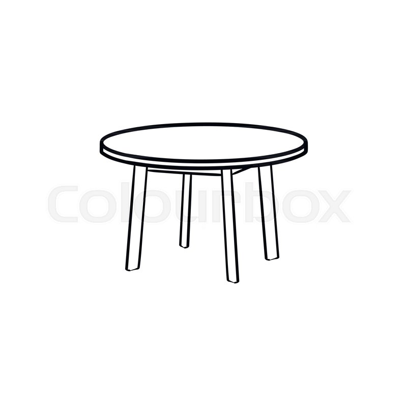 Round table hand drawn outline doodle Stock vector Colourbox