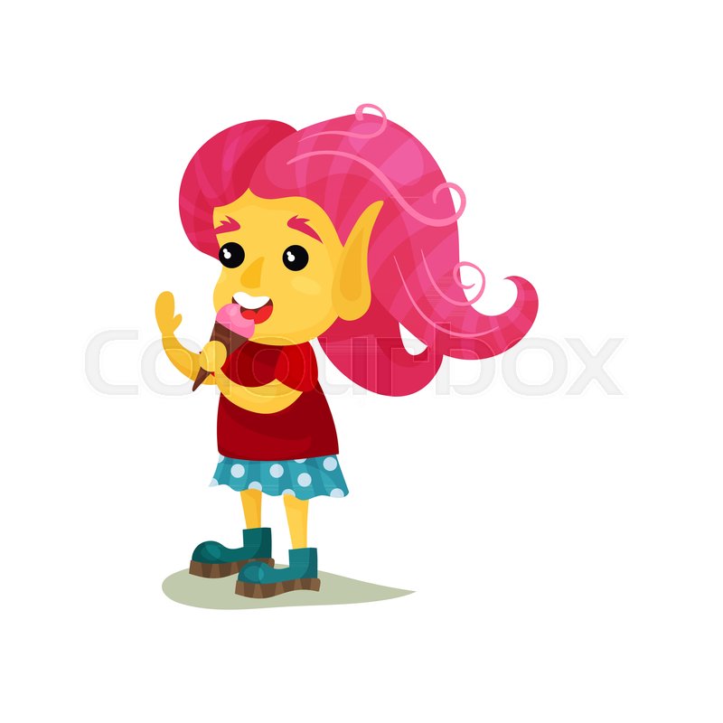 Lovely Smiling Girl Troll With Pink Stock Vector Colourbox