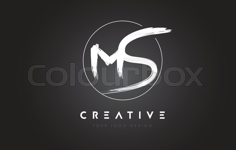 ms brush letter logo design artistic stock vector ms letters