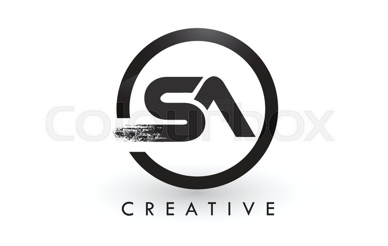 Sa Brush Letter Logo Design With Black Stock Vector Colourbox
