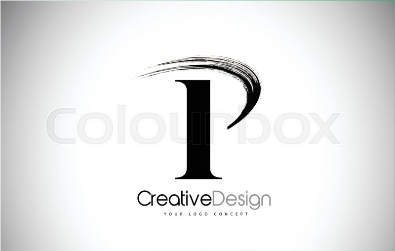 P Brush Stroke Letter Logo Design Stock Vector Colourbox