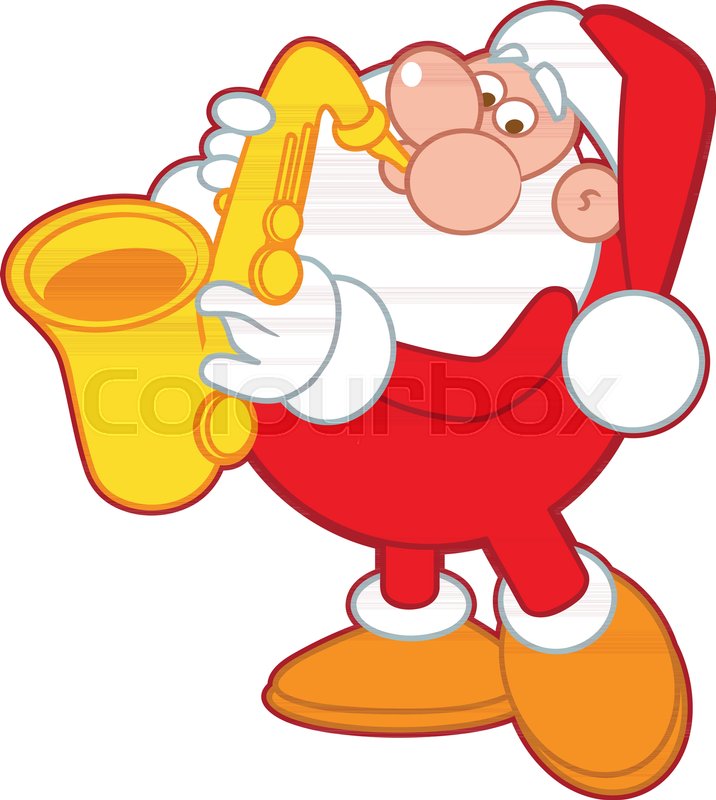 Santa Claus Playing Sax Cartoon Stock Vector Colourbox