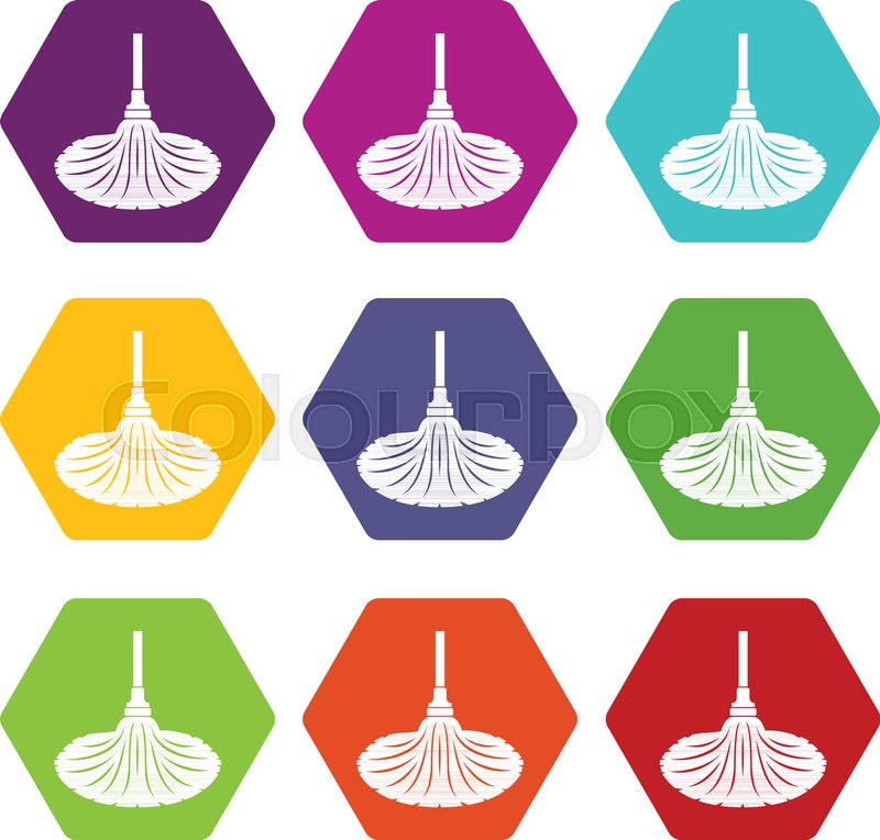 Sweeping icons 9 set coloful isolated Stock vector Colourbox