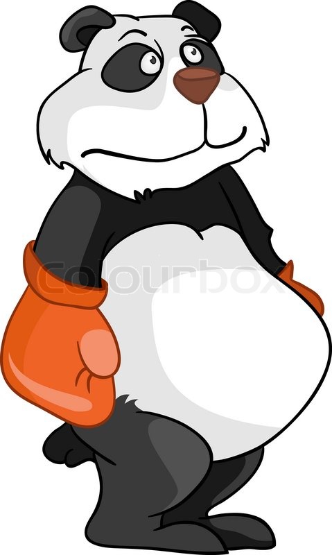 cartoon character panda boxer isolated on white background stock