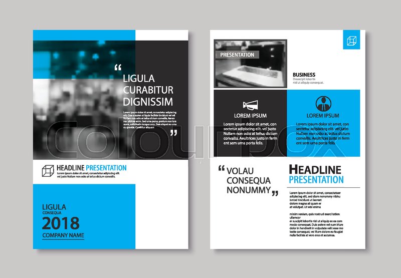 set of blue cover and layout brochure flyer poster annual report company report design