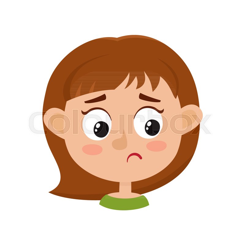 Little Girl Upset Face Expression Stock Vector Colourbox