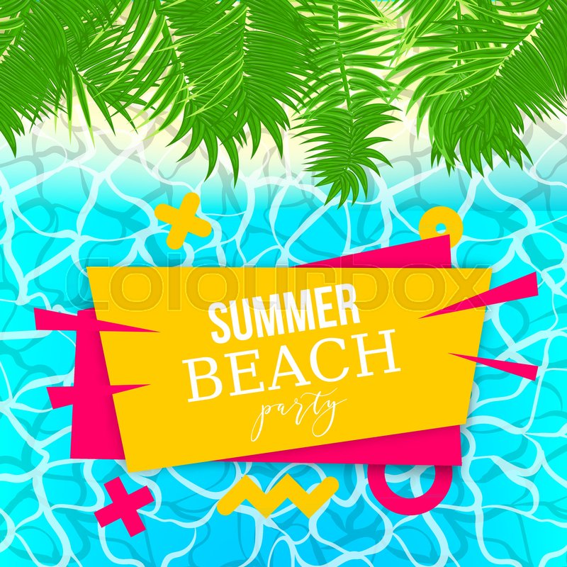 Colored Palm Leaf Hello Summer Stock Vector Colourbox