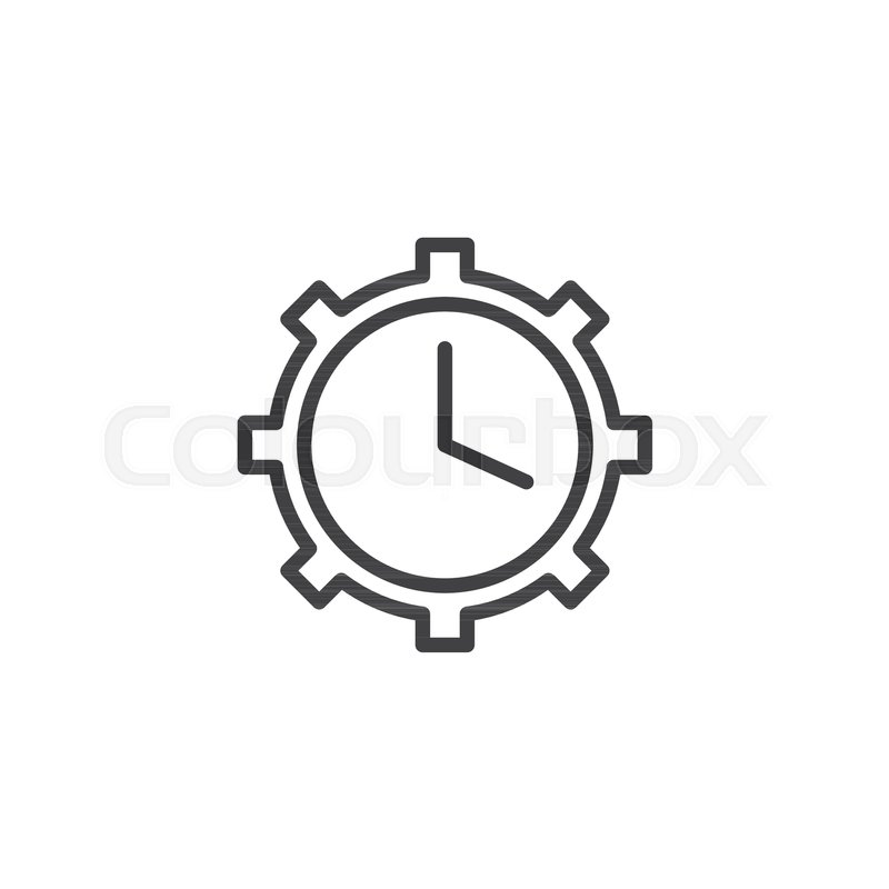 Clock gear outline icon. linear style Stock vector Colourbox