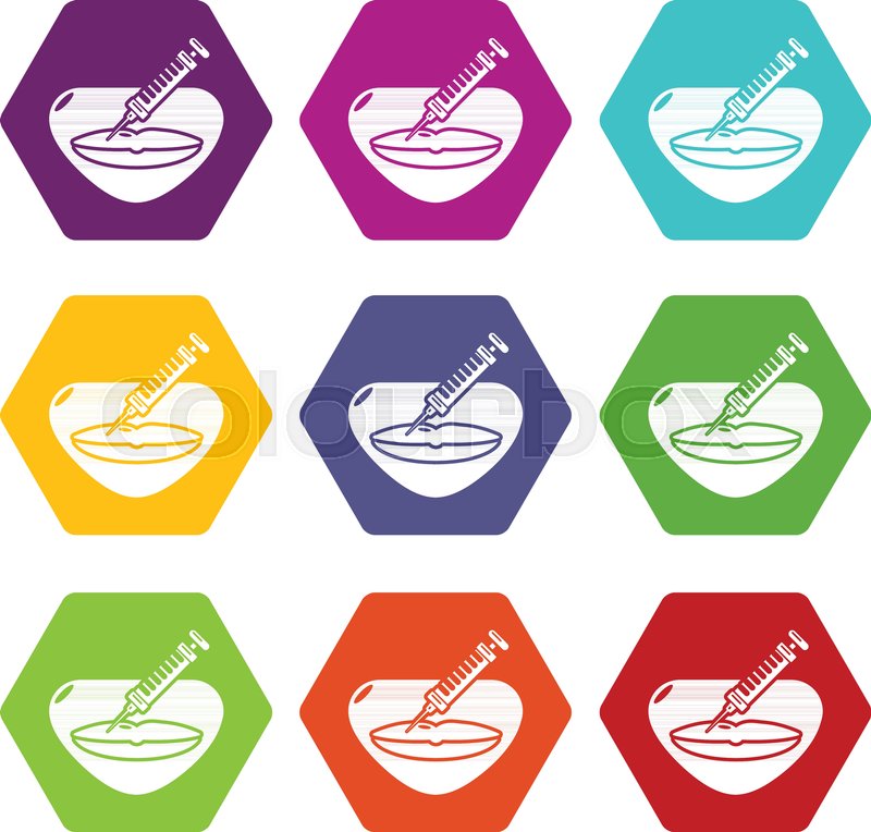 Injection lips icons 9 set coloful Stock vector Colourbox