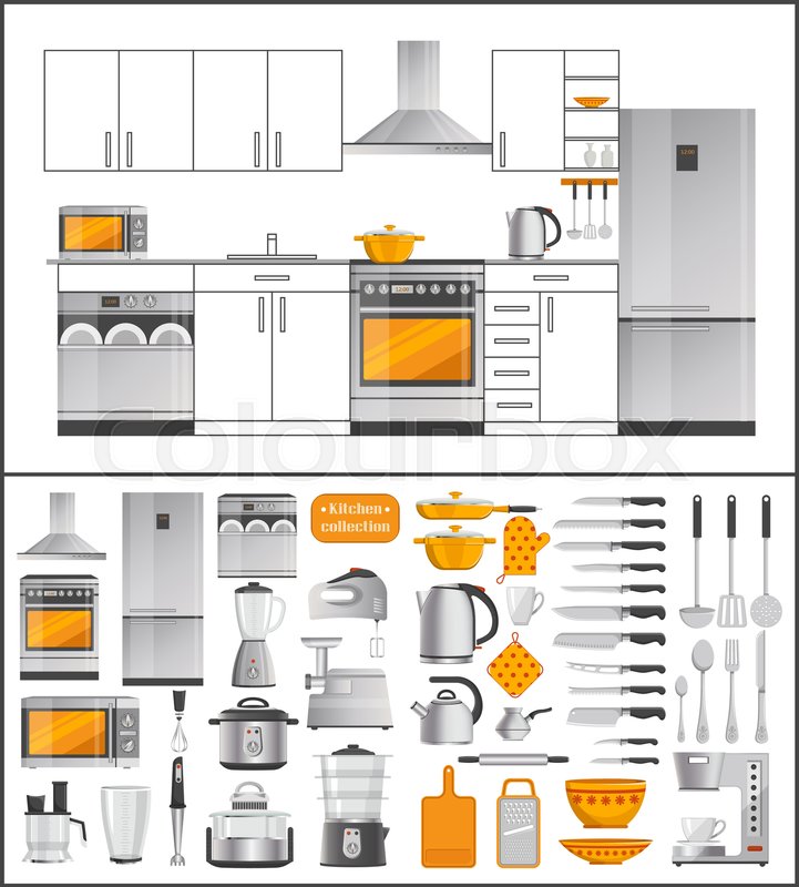 Modern Kitchen Collection Of Electric Stock Vector Colourbox