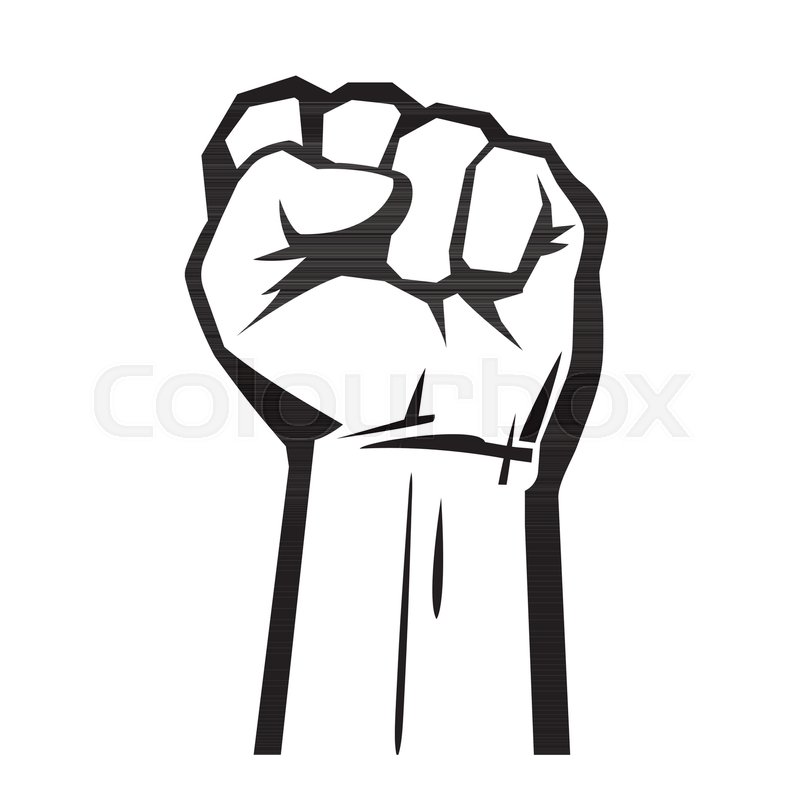 Raised hand with clenched fist. Vector | Stock vector | Colourbox