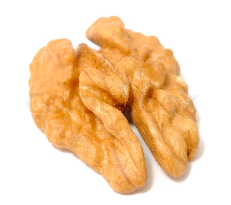 Half of Walnut Isolated on White Stock image Colourbox