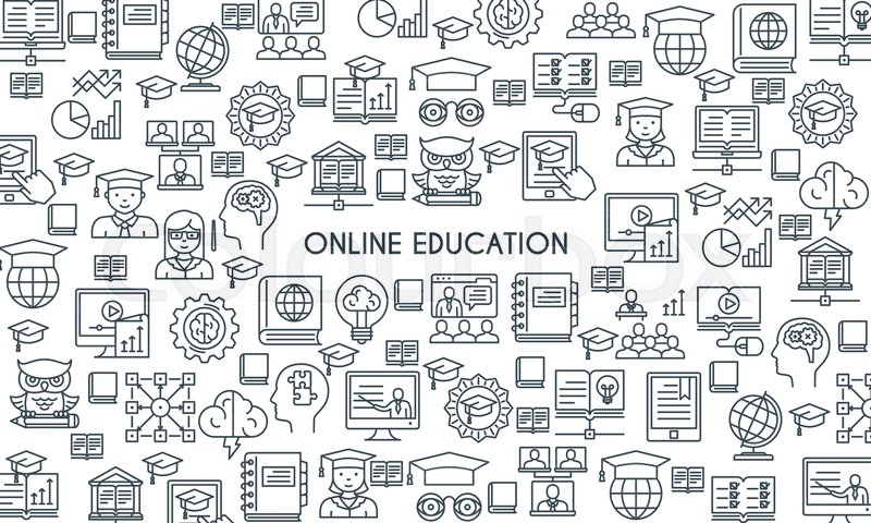 Online Education Banner Modern Icons Stock Vector Colourbox