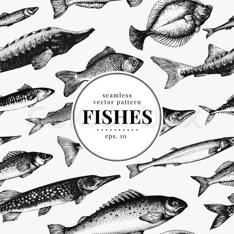Fish Seamless Vector Pattern Can Be Stock Vector Colourbox