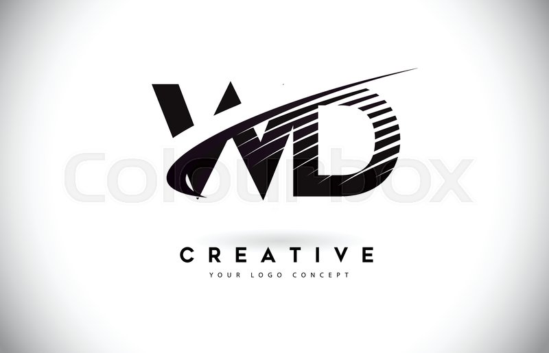 Wd W D Letter Logo Design With Swoosh Stock Vector Colourbox