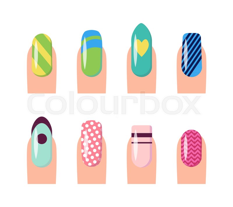 nail service and art poster with template fingernails and patterns