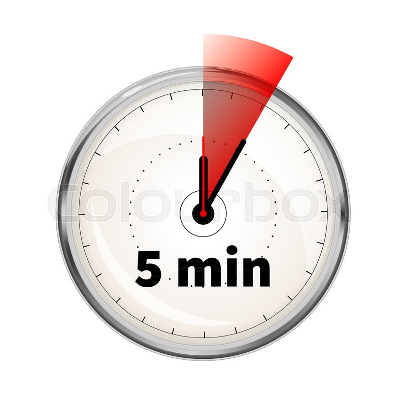 realistic clock face with five minutes stock vector timer 5 mintues