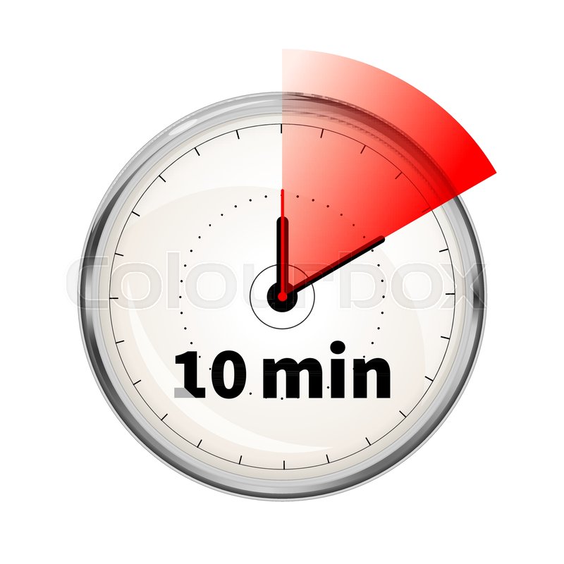 realistic clock face with ten minutes timer isolated on white
