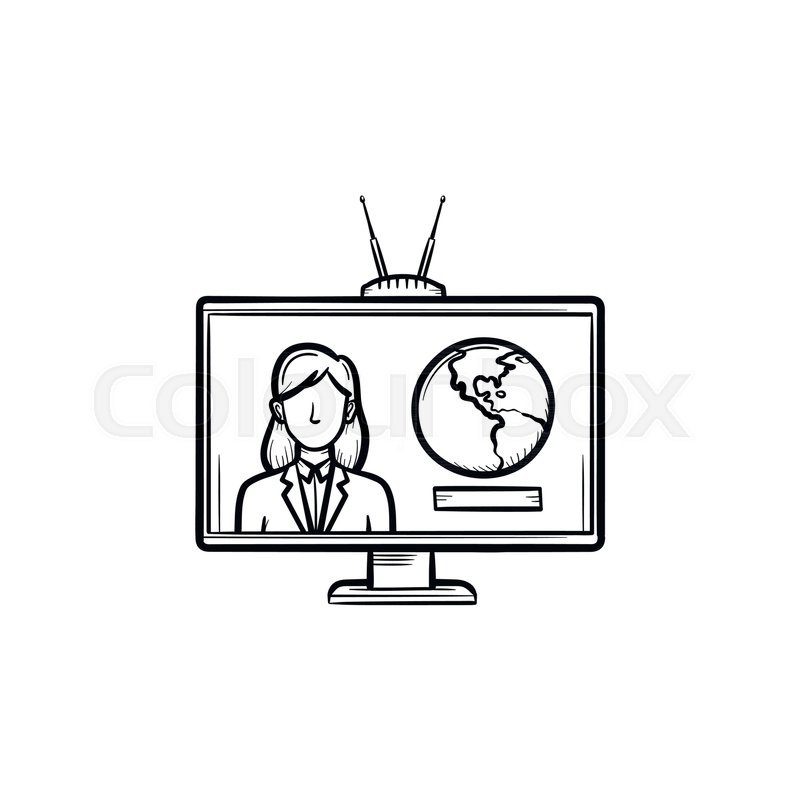 TV Report Hand Drawn Outline Doodle Icon Set With News Reporter As Concept Of World Broadcasting Vector Sketch Illustration For Print Web TV Report Hand Drawn Outline Doodle Icon Set With News Reporter As Concept Of World Broadcasting Vector Sketch Illustration For Print Web