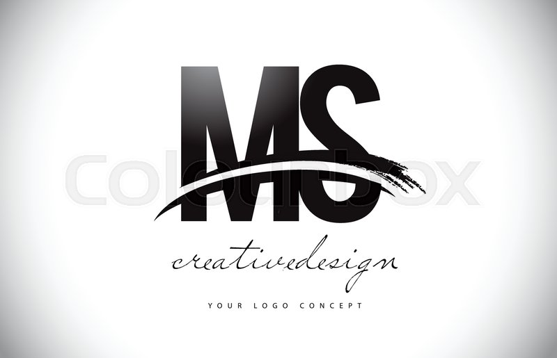 Ms M S Letter Logo Design With Swoosh Stock Vector Colourbox