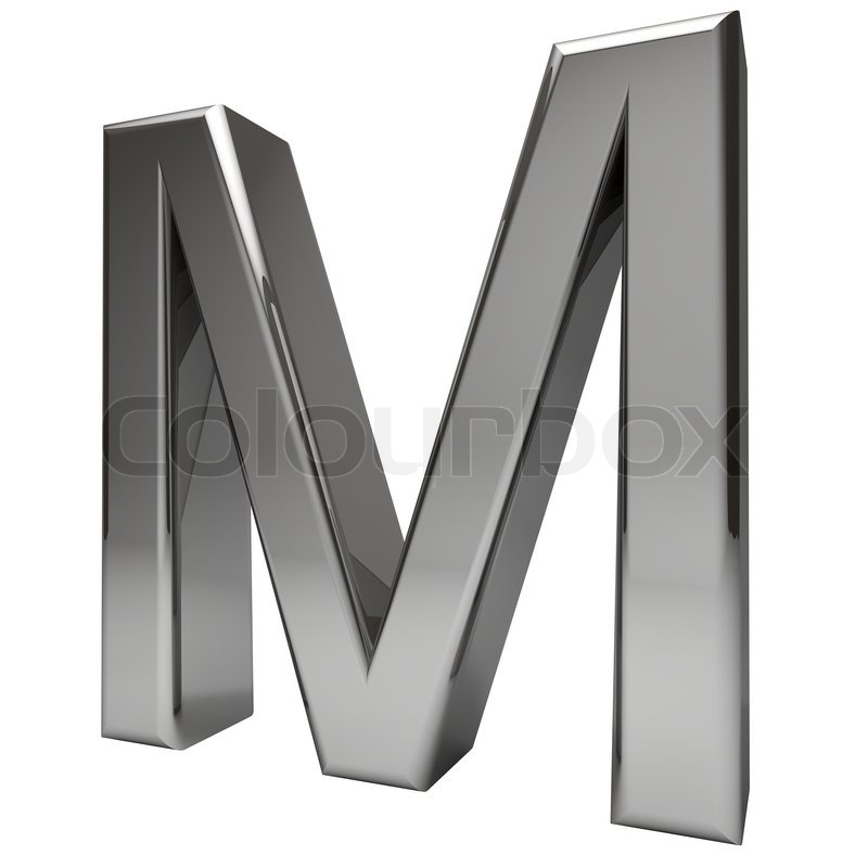 Metallic letter M isolated on white background | Stock Photo | Colourbox