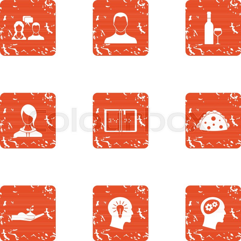 Common sense icons set. Grunge set of Stock vector Colourbox