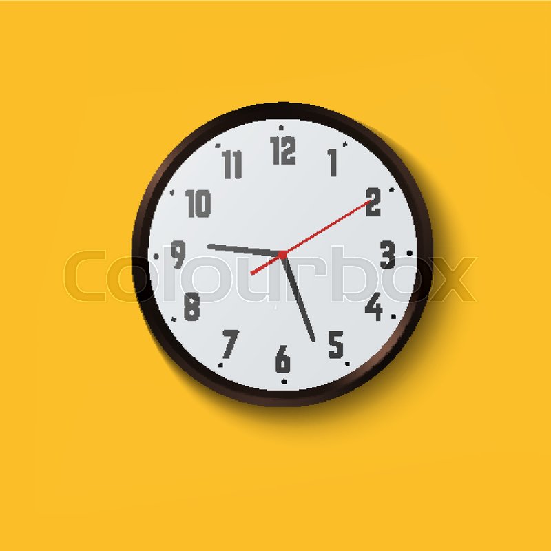 Wall clock on yellow background. Stock vector Colourbox