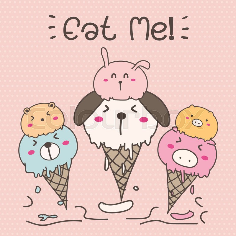 Cute Animal Ice Cream. Hand Drawn | Stock vector | Colourbox
