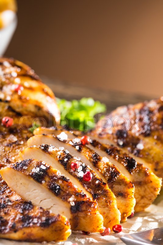 Grill chicken breast salt pepper Stock image Colourbox