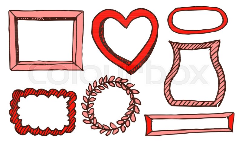 Seven Bright Red Patterns Of Various Stock Vector Colourbox