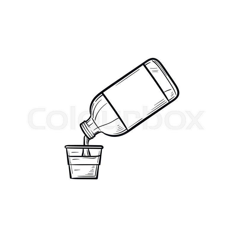 mouth rinse with measuring cup hand drawn outline doodle icon
