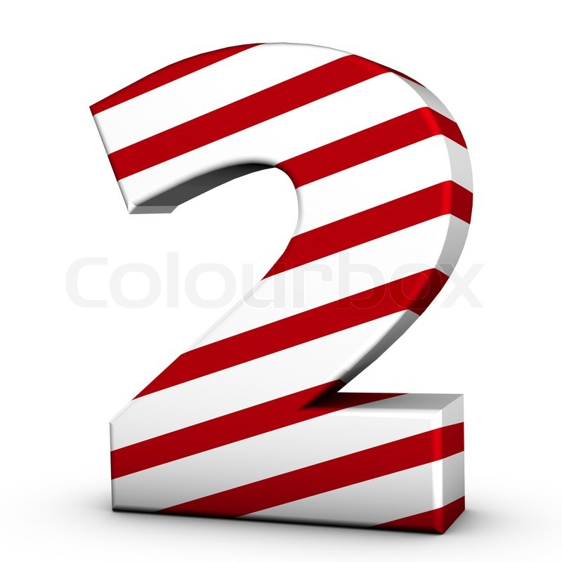Candy cane number two isolate on white background | Stock Photo | Colourbox