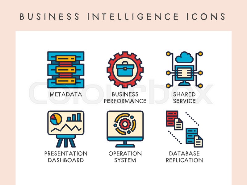 business intelligence concept icons stock vector colourbox business performance presentation