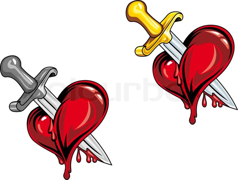 cartoon heart with medieval dagger in retro style for tattoo cartoon heart with medieval dagger in retro style for tattoo