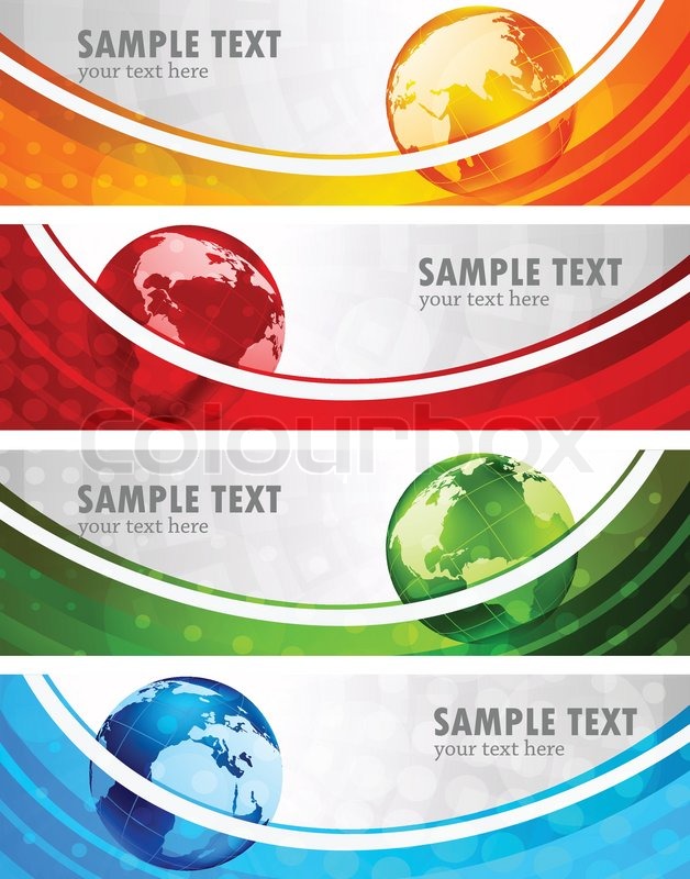 Set of banners with globe Stock vector Colourbox