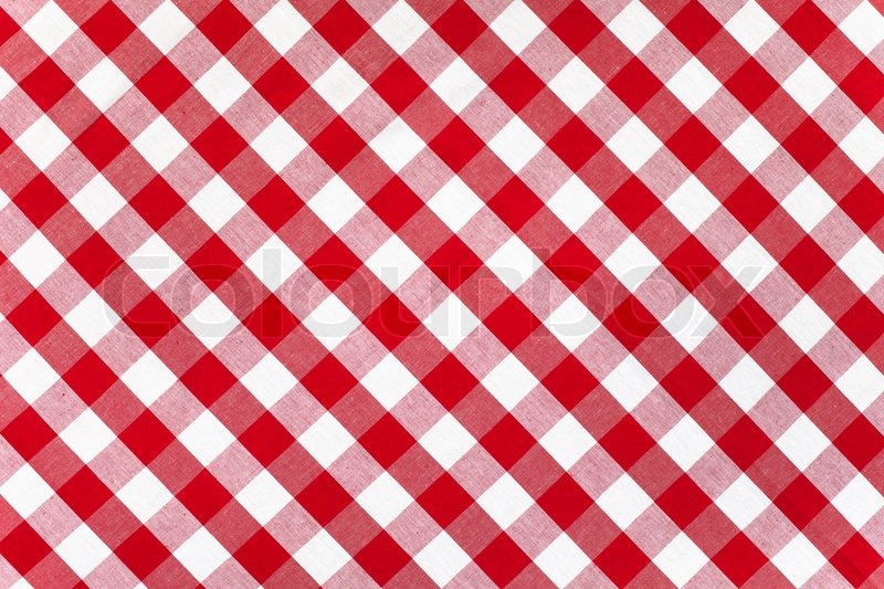 Red checked fabric tablecloth | Stock Photo | Colourbox