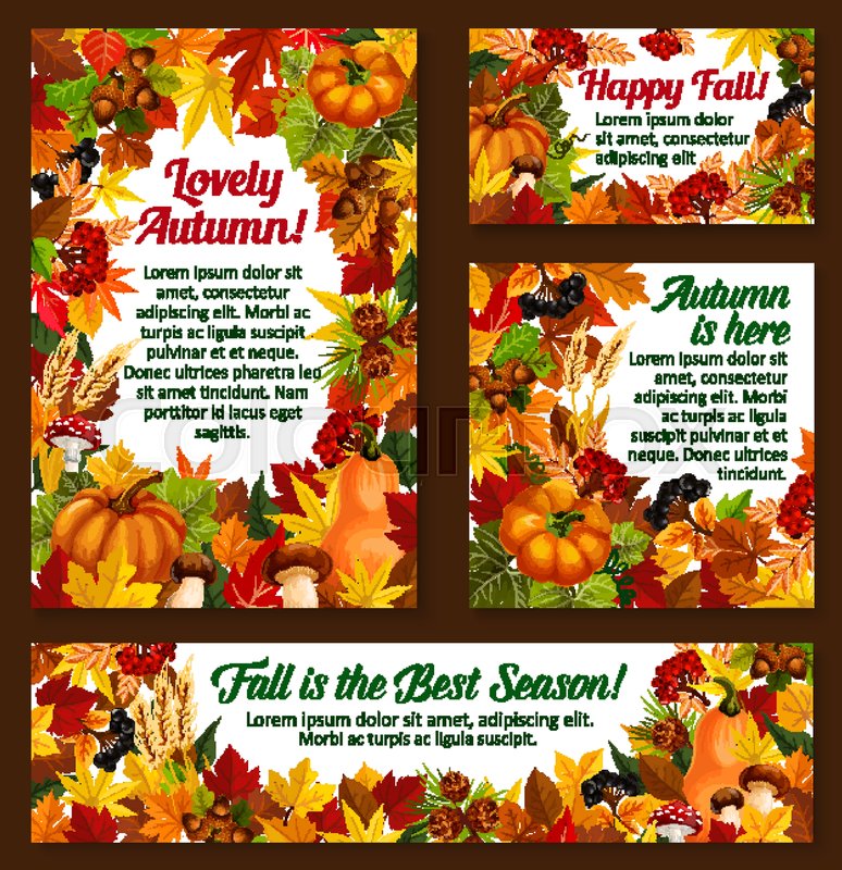 Autumn seasonal greeting cards of ... | Stock vector | Colourbox