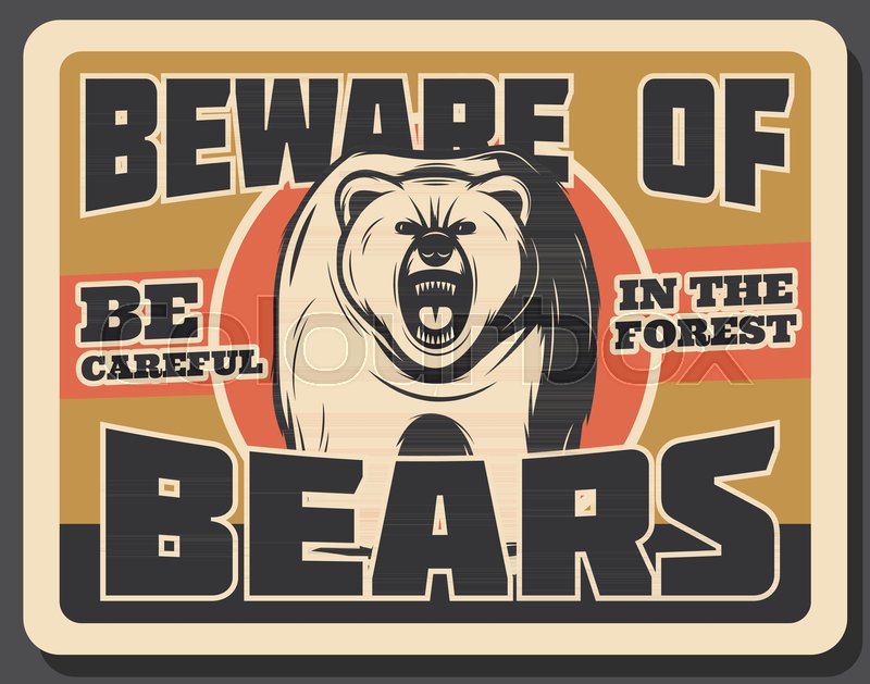Bear Wild Animal Vintage Banner For Stock Vector Colourbox