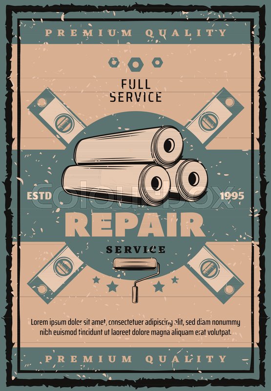 House Repair And Renovation Vintage Stock Vector Colourbox