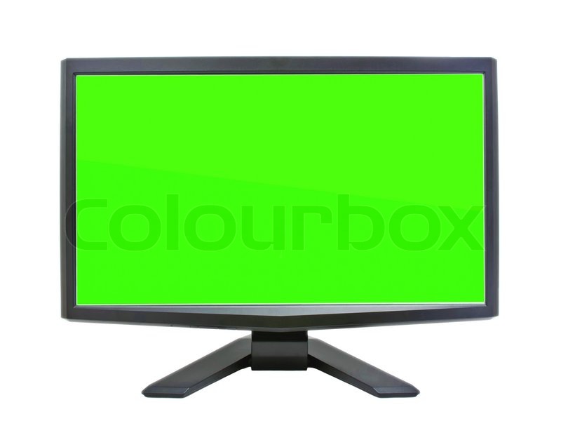 Computer monitor with green flat wide | Stock image | Colourbox