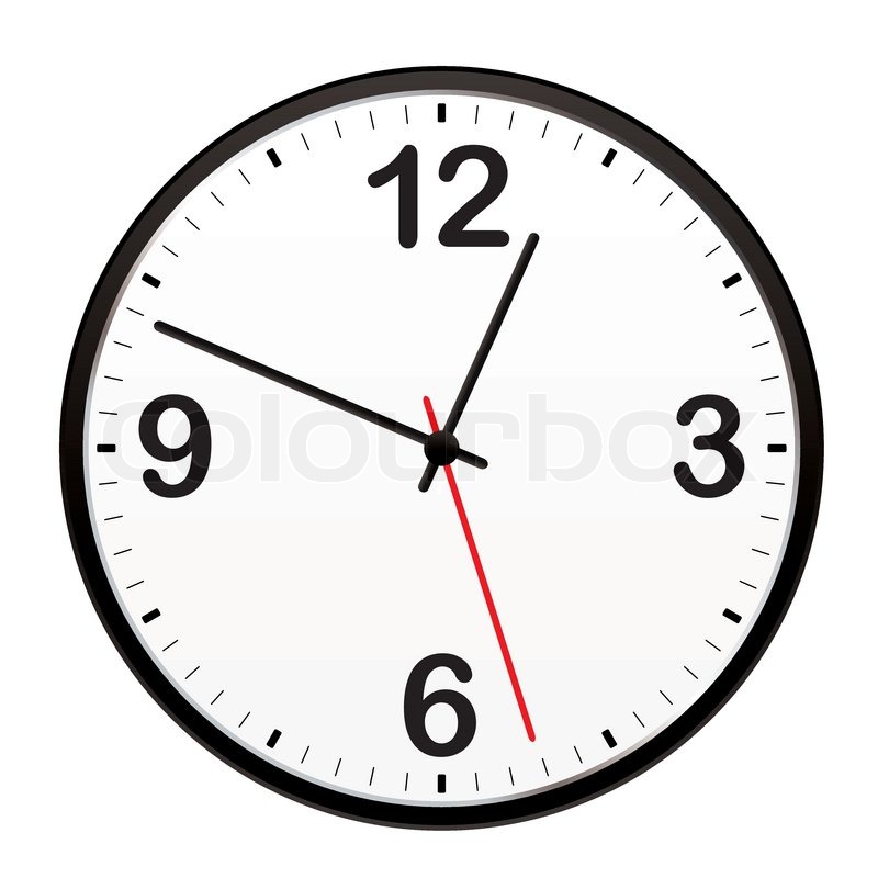 Illustrated clock for telling the time or icon symbol