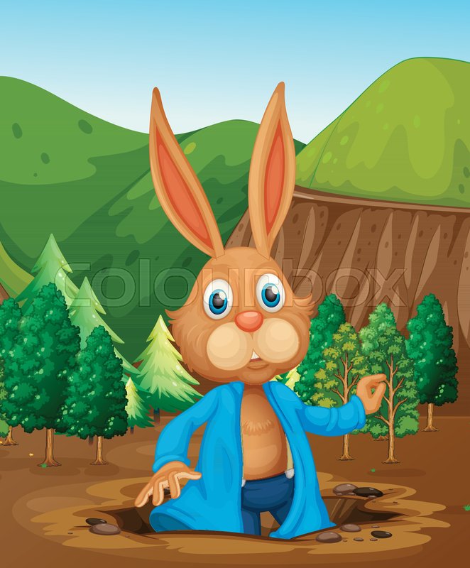 A Rabbit Living a Hole illustration Stock vector Colourbox