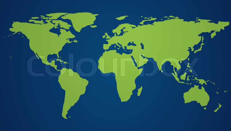 Green World Map And Blue Oceans World Stock Vector Colourbox