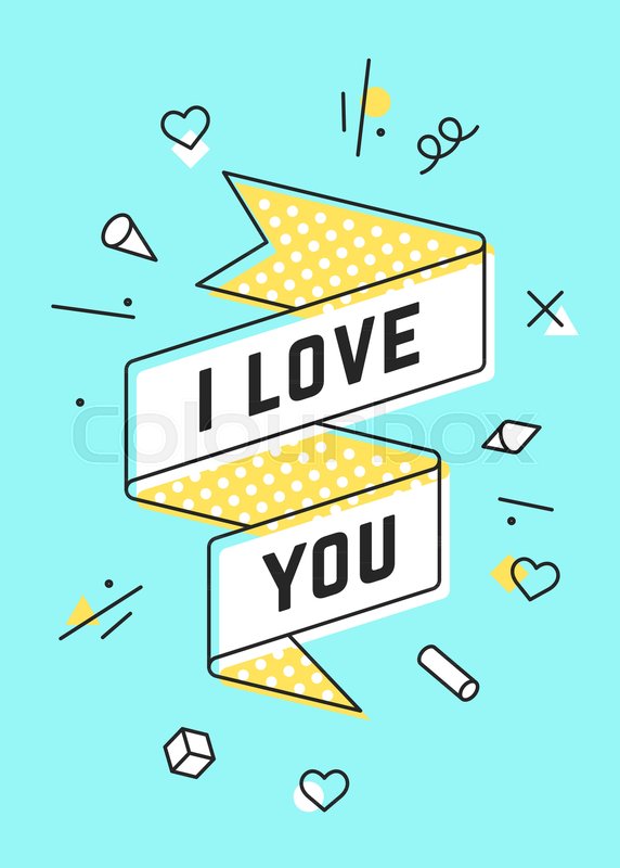 I Love You Ribbon Banner And Drawing Stock Vector Colourbox